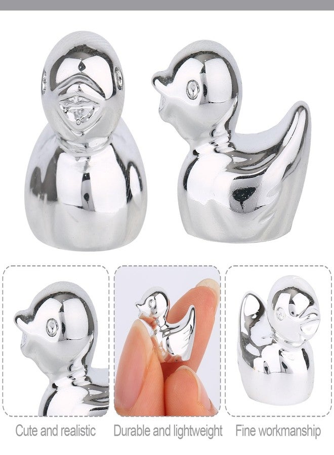 Sinbana 100pcs Mini Resin Ducks, Tiny Duck Figurines Mini Resin Animal Figures for DIY Miniature Garden Landscape Micro Cake Decoration Accessories Party Dollhouse Favors (Silver) - Image 4